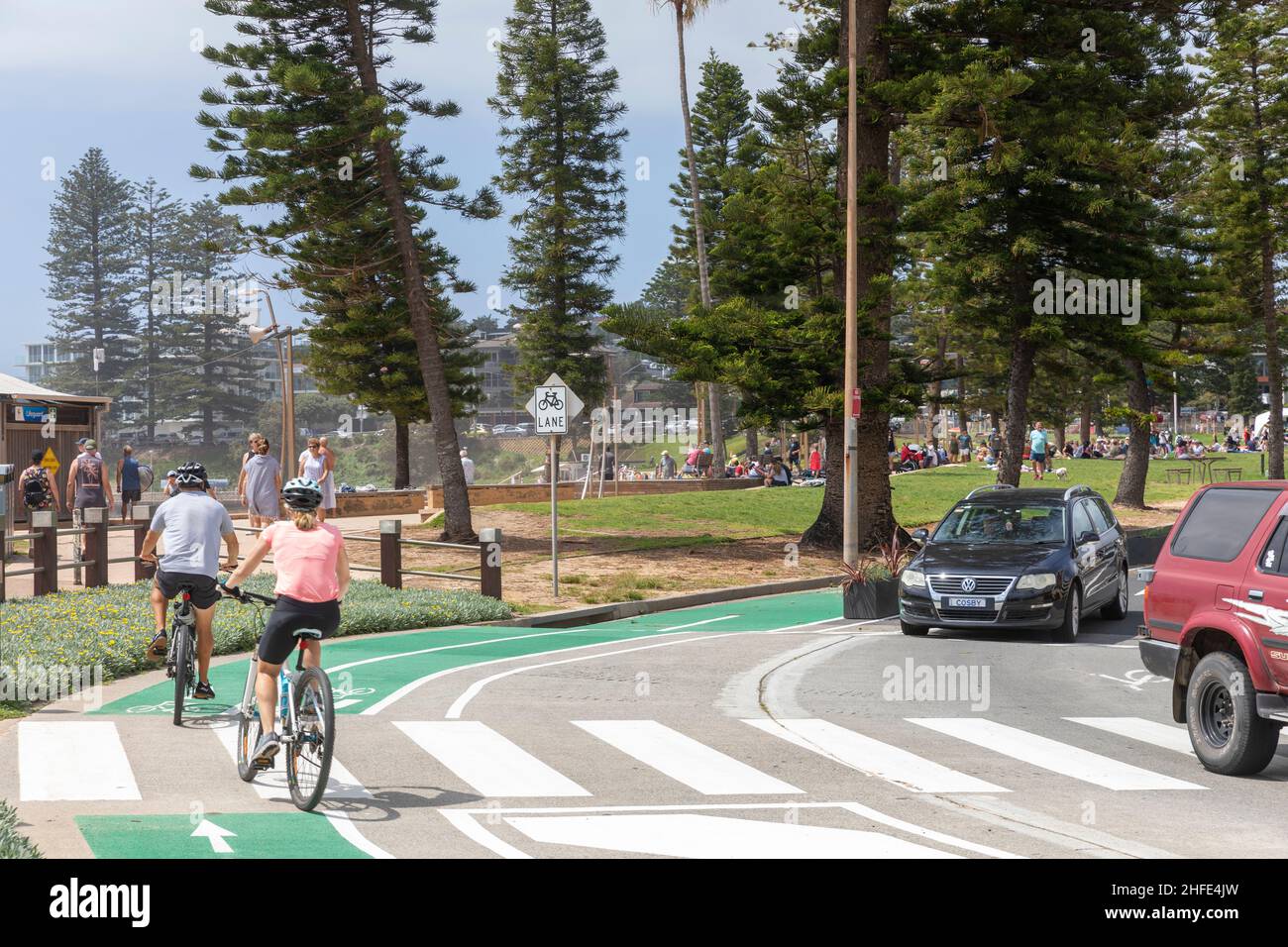 Bicycle path installed in Dee Why Beach Sydney with man and a woman