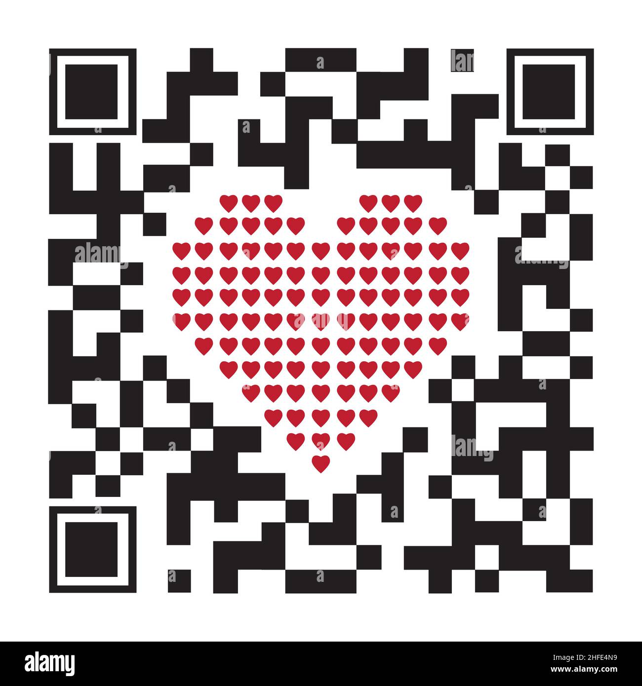Decorative QR code with a heart, color vector illustration Decorative QR code with a heart, color vector illustration