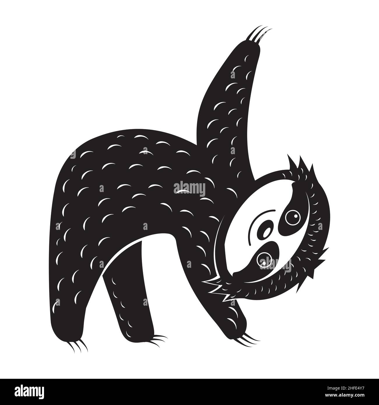 Sloth sports doing tilt, vector illustration black cartoon stencil ...