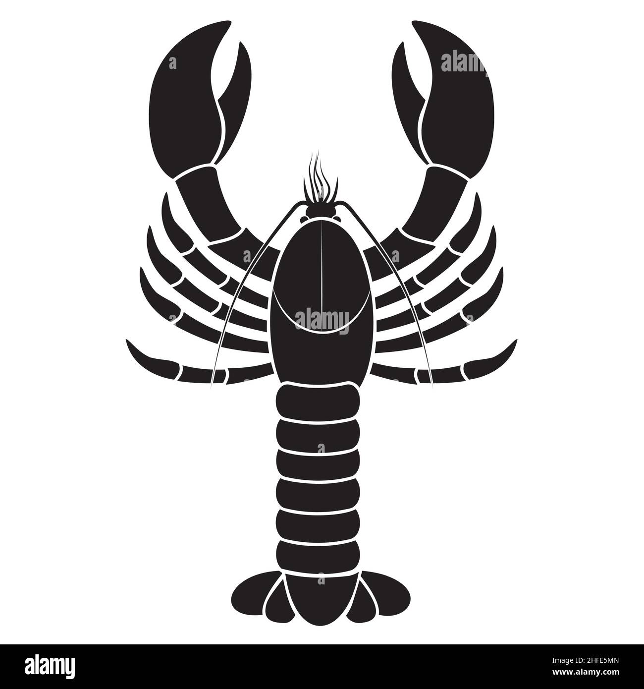 Lobster, black stencil vector illustration on white background Stock