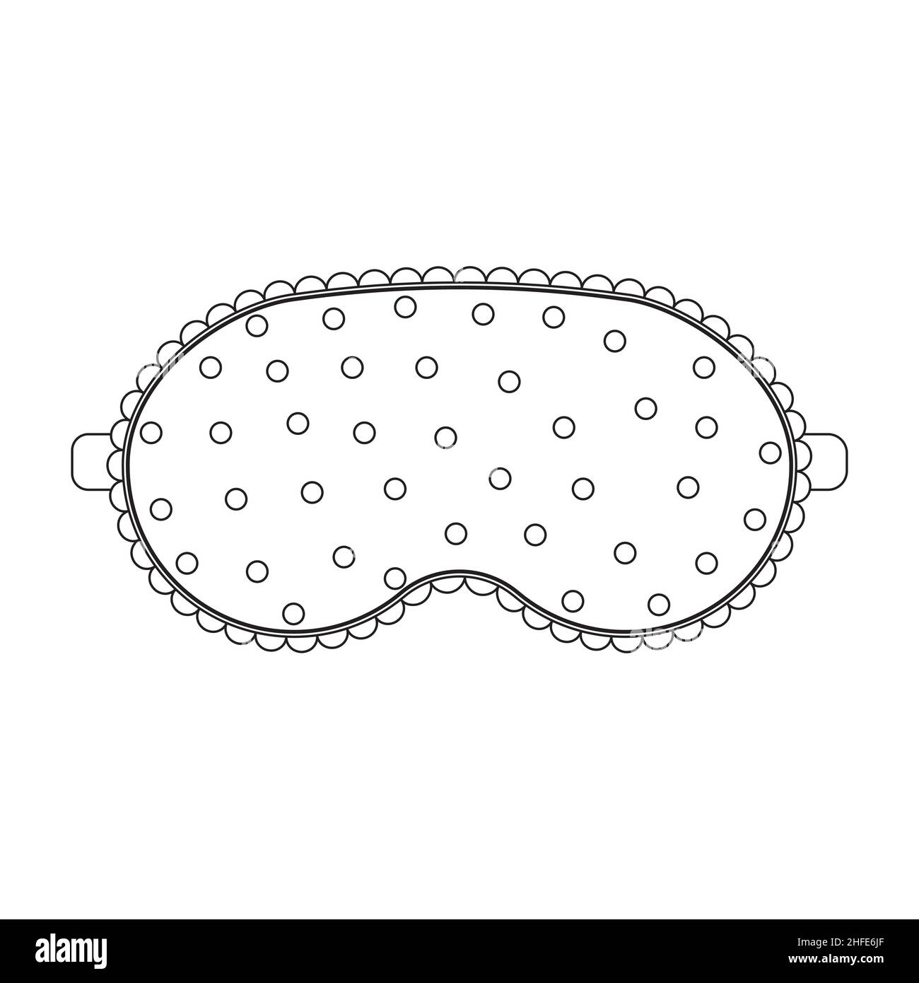 sleep mask with a pattern, black outline, isolated vector illustration
