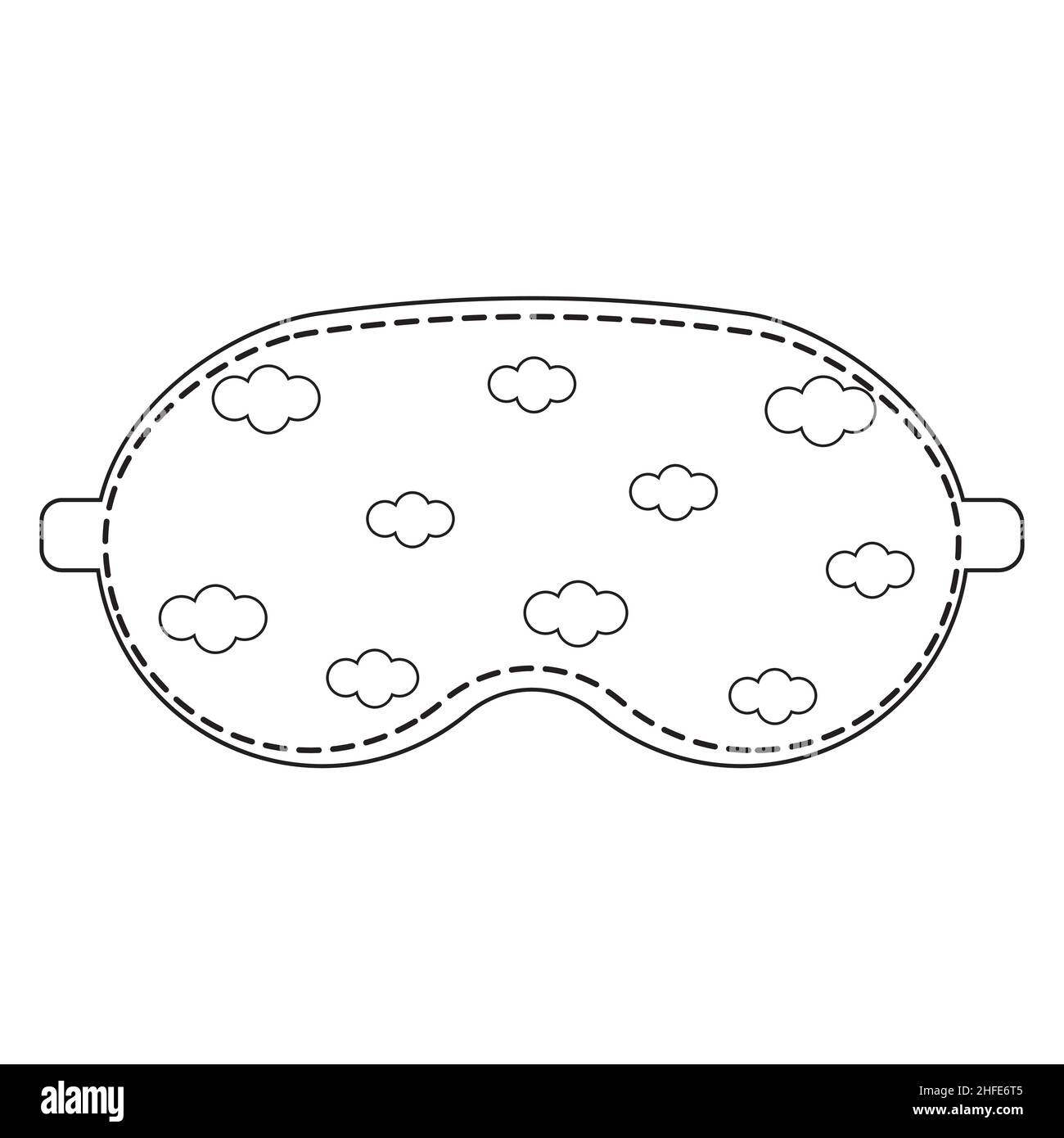 sleep mask with a pattern, black outline, isolated vector illustration