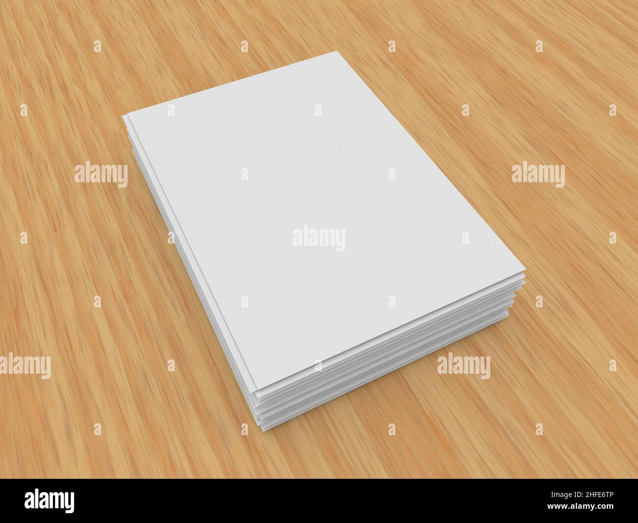 A stack of A4 papers on a gray background. 3d render illustration. Stock Photo