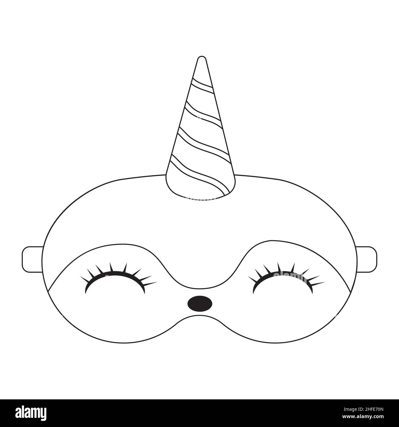 sleep mask with penguin face, black outline, isolated vector