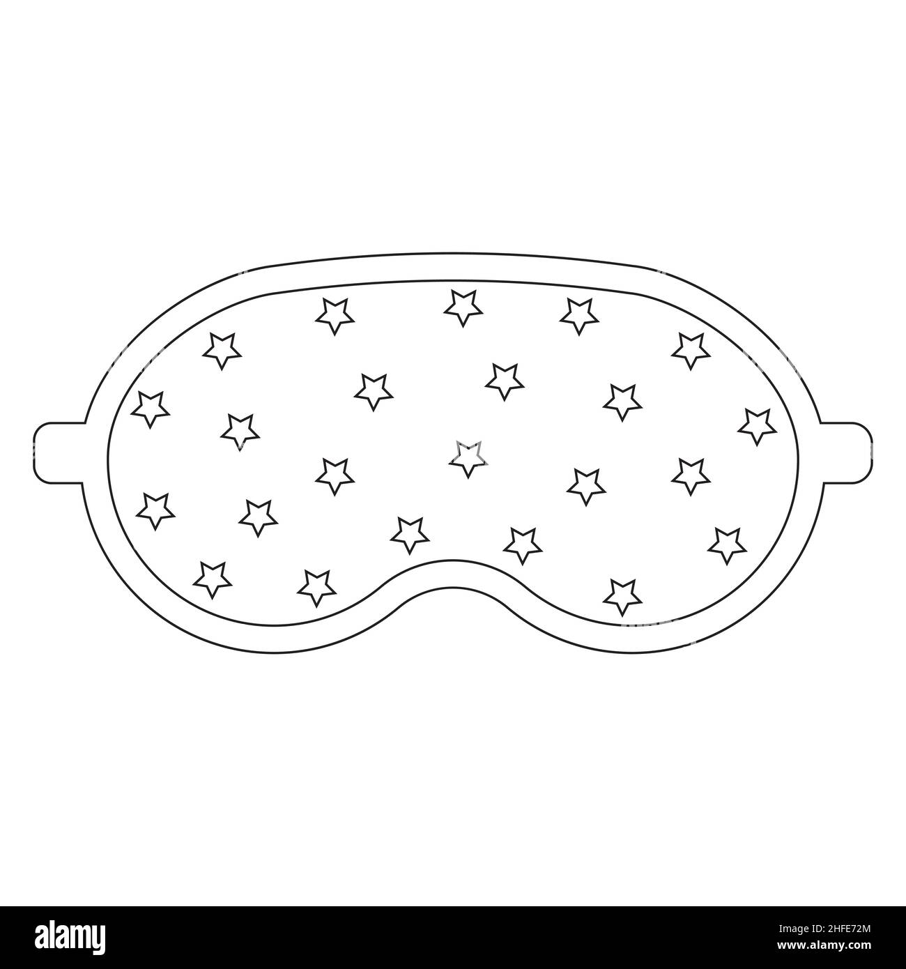 sleep mask with a pattern, black outline, isolated vector illustration