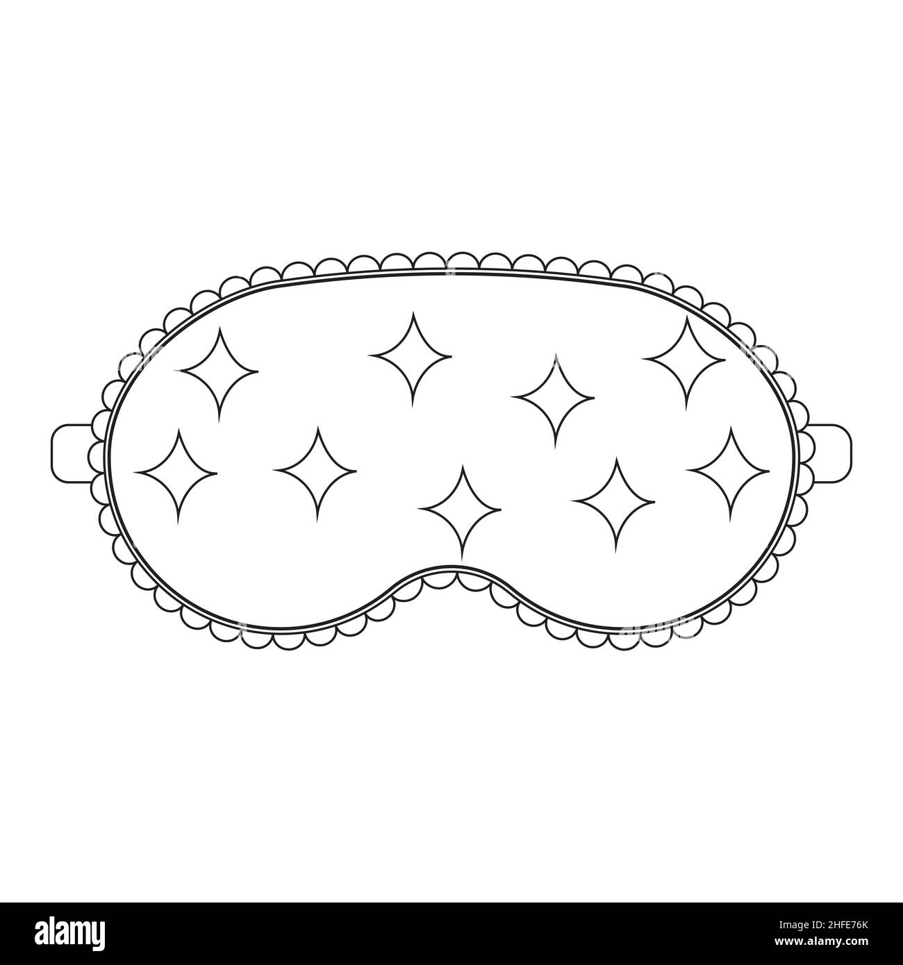 sleep mask with a pattern, black outline, isolated vector illustration. Stock Vector