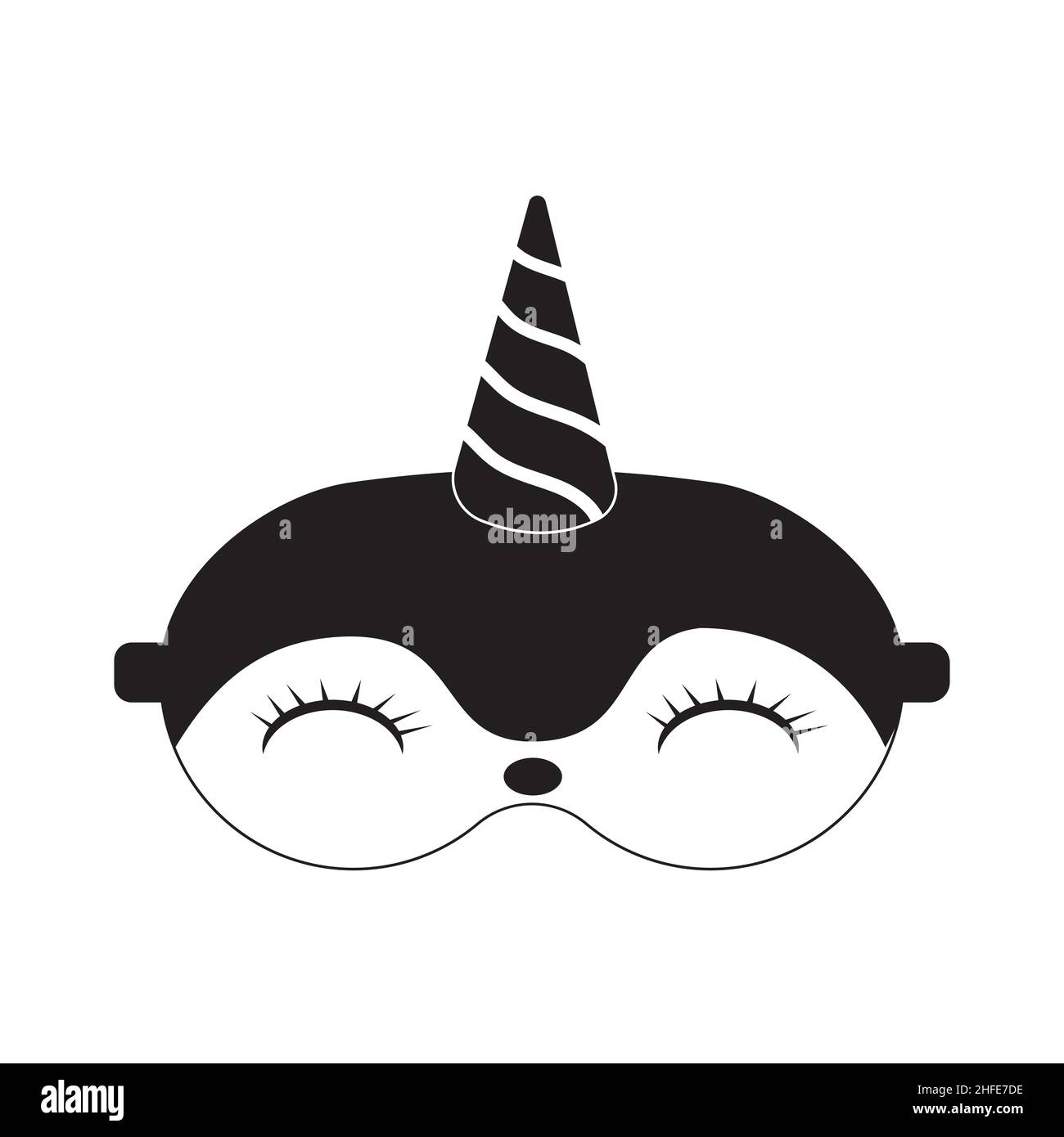 sleep mask with penguin face, black outline, isolated vector illustration. Stock Vector