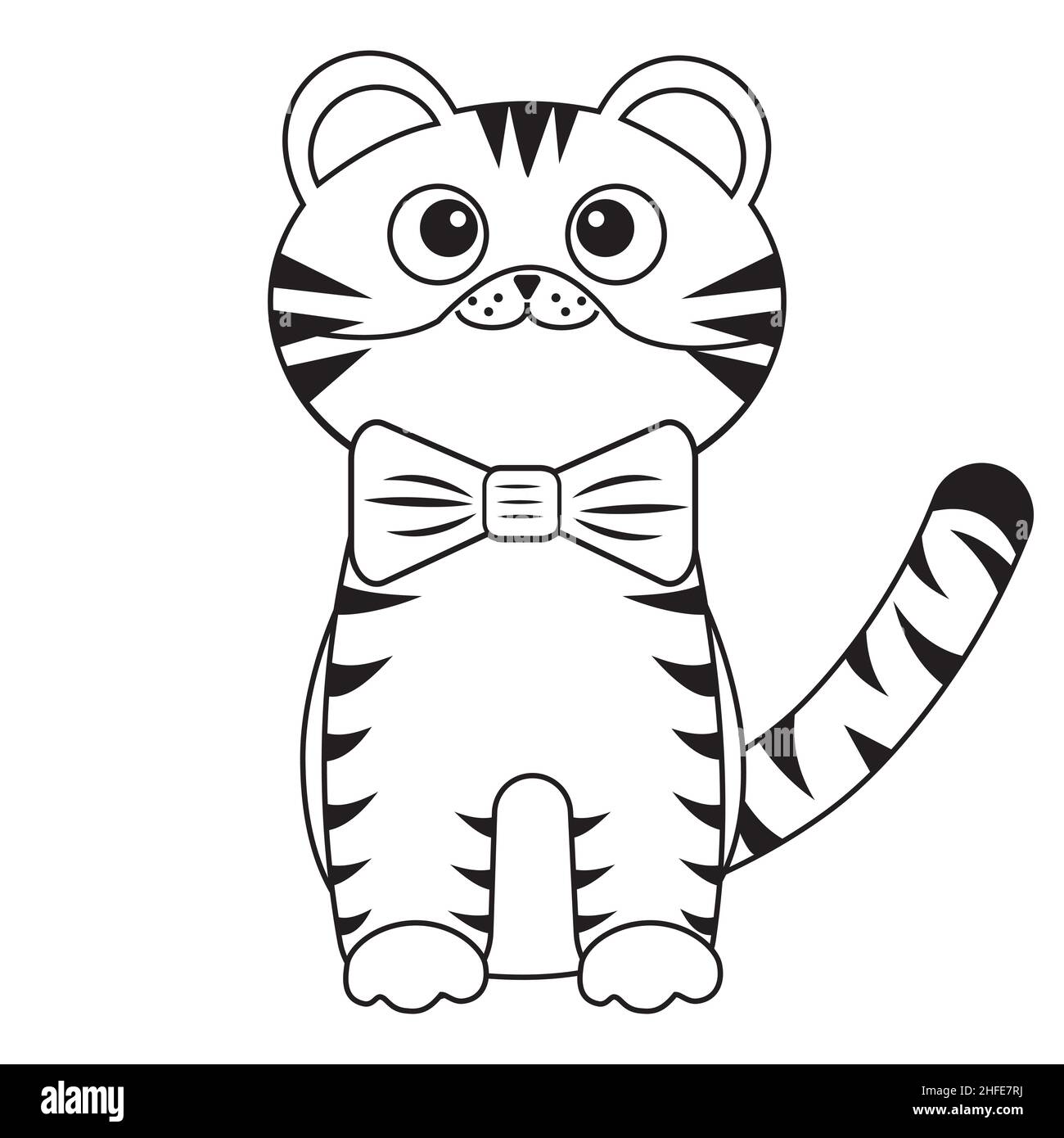 Little Tiger Cub Black Outline Vector Isolated Illustration Stock little-tiger-cub-black-outline-vector-isolated-illustration-stock