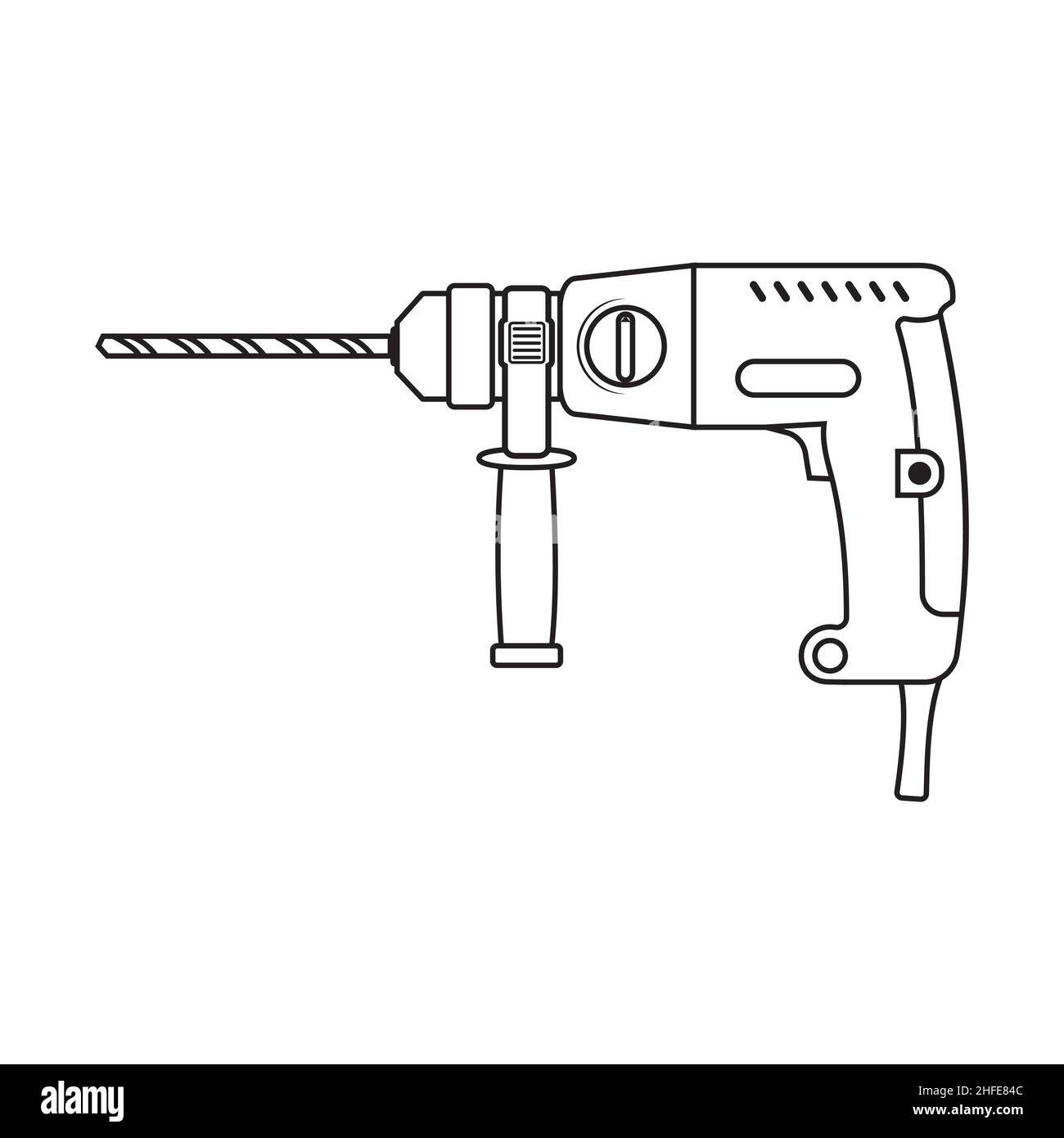 Construction tool puncher, black outline on a white background, vector ...