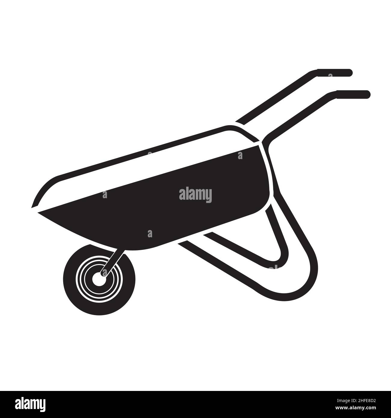 Wheelbarrow black stencil, icon template, vector isolated illustration ...