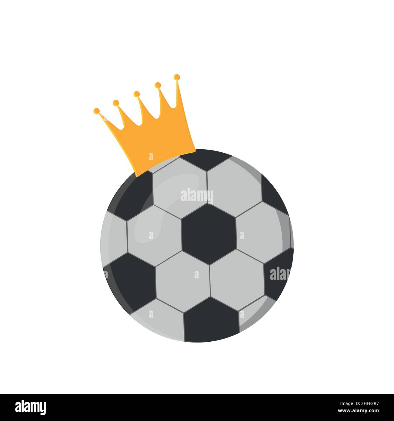 Soccer ball in a golden crown color vector illustration in flat style