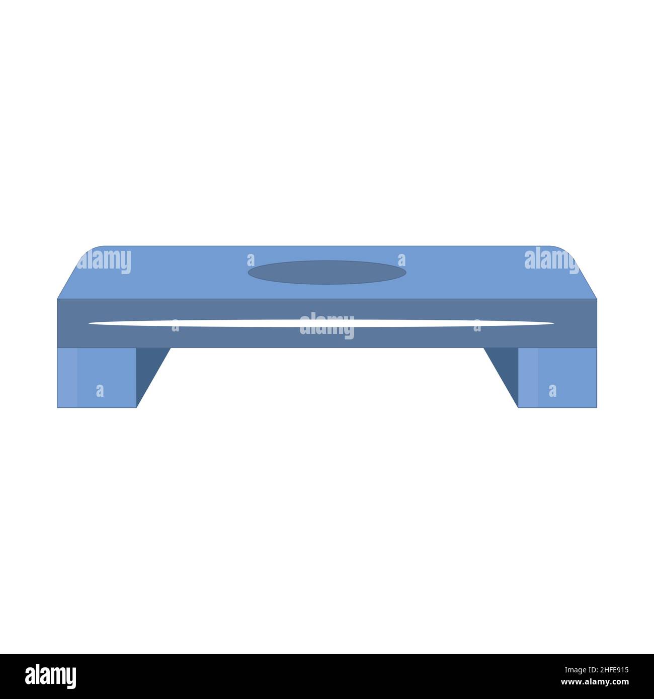 Blue and orange plastic step-platform for aerobics, vector illustration on white background side view and general view Stock Vector