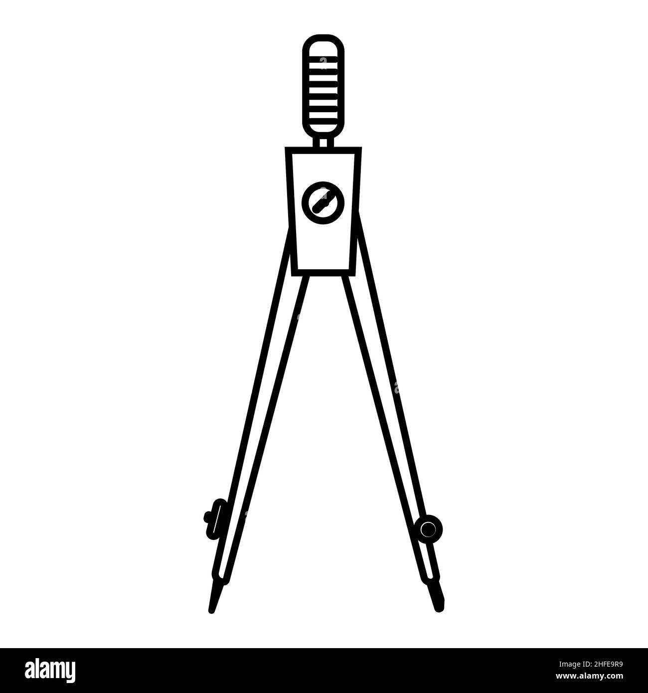 compasses for drawing drawings - Compasses For Drawing Drawings Office Stationery Black Contour Isolated Vector In Flat Style 2HFE9R9