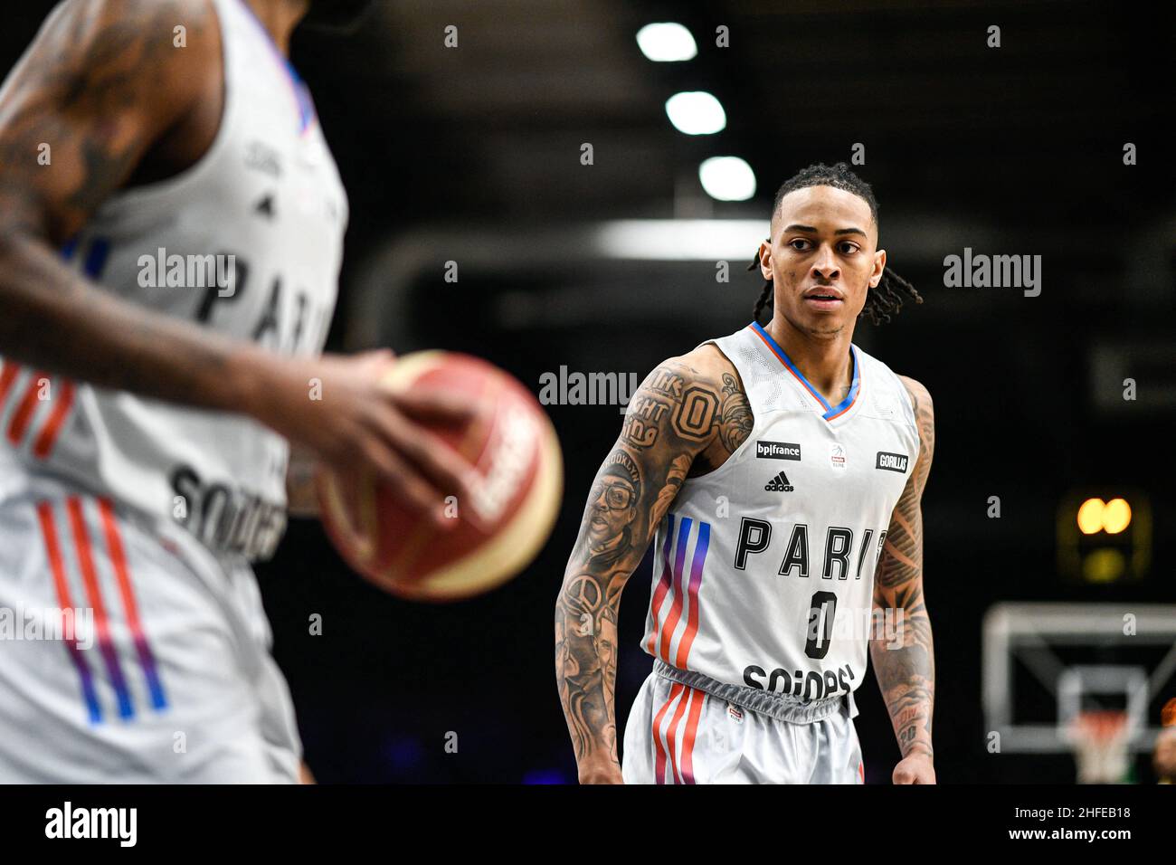 Kyle Allman Jr. of Paris Basketball during the French championship, Betclic  Elite Basketball match between Paris Basketball and Metropolitans 92  (Boulogne-Levallois) on January 15, 2022 at Halle Georges Carpentier in  Paris, France.