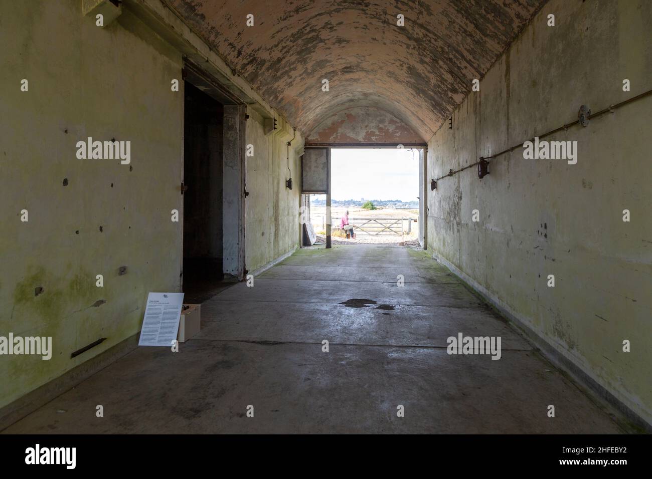 Inside abandoned military building former weapons testing site, Orford