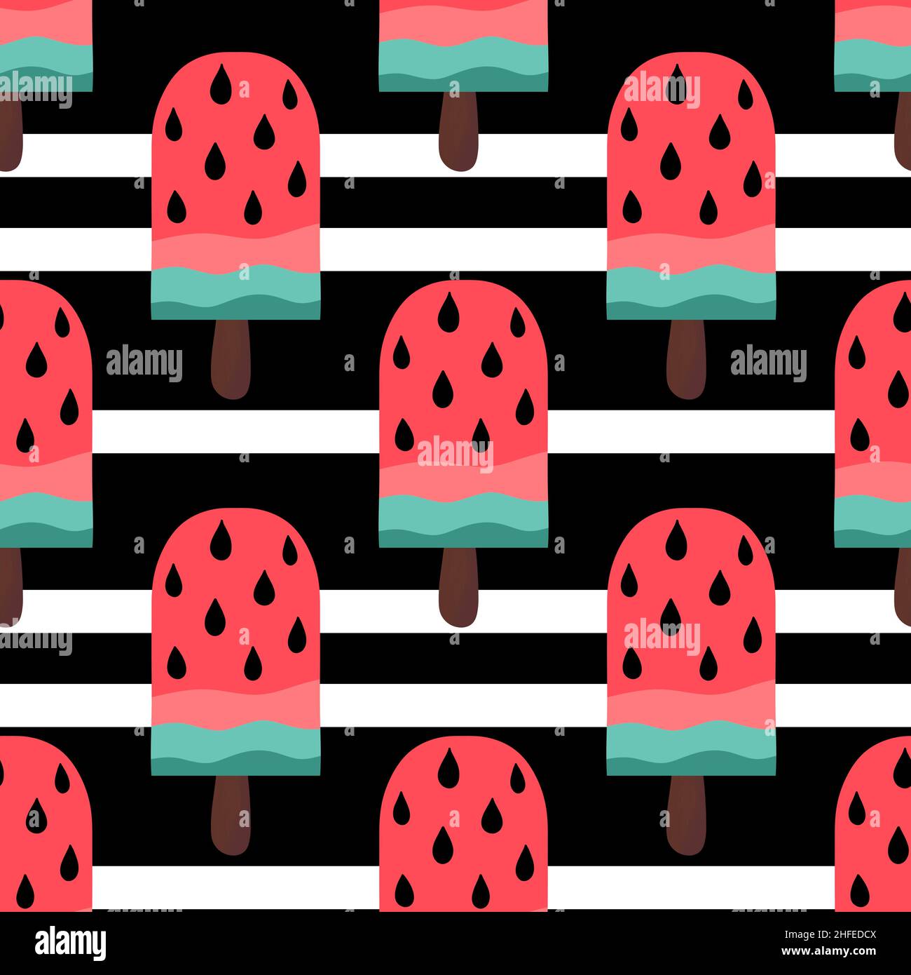 Tasty summer seamless ice cream watermelon pattern for fabrics and ...