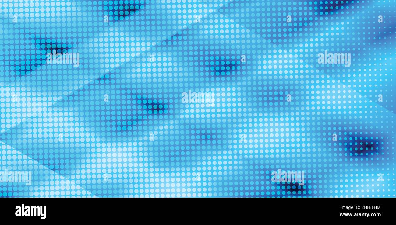 90-s style. Creative illustration in halftone style with blue gradient. Abstract colorful geometric background. Pattern for wallpaper, web page Stock Vector