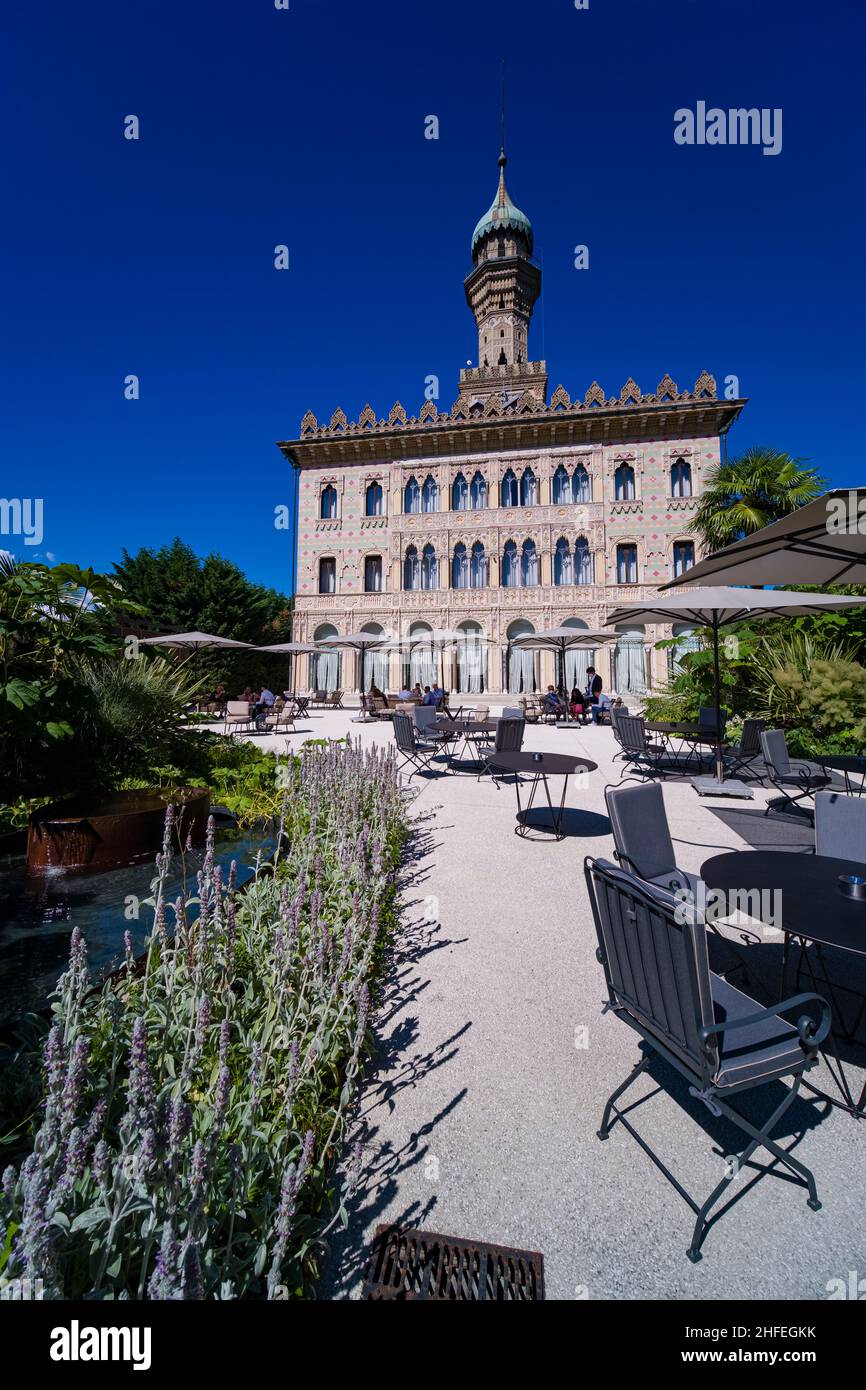 Relais & Chateaux Villa Crespi, an arabesque magnificent building, was built in 1879 and is a restaurant today. Stock Photo