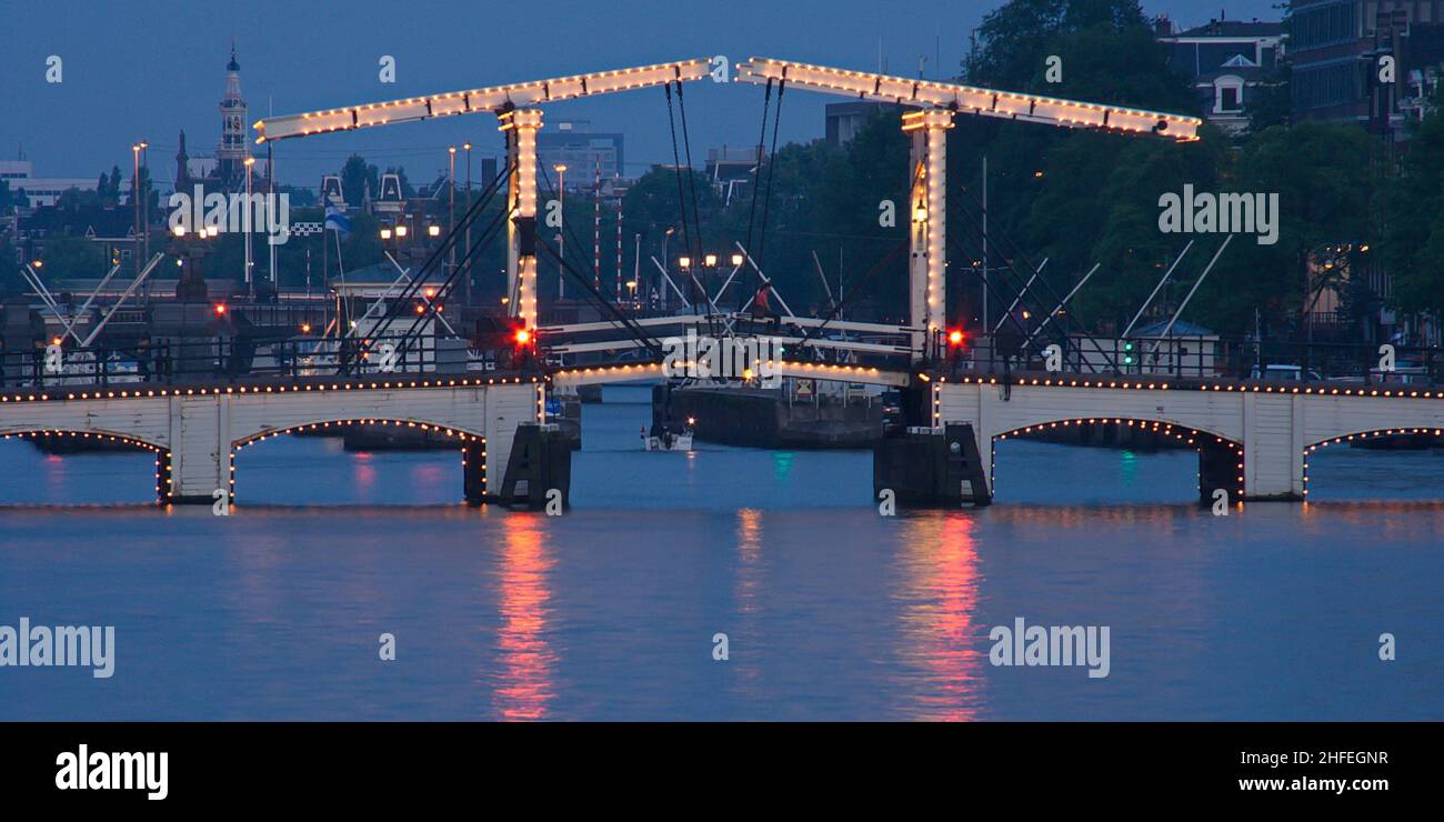 Netherland Moving Bridge Lift bridge over the town canal in Amsterdam,Netherlands,Europe Stock ...