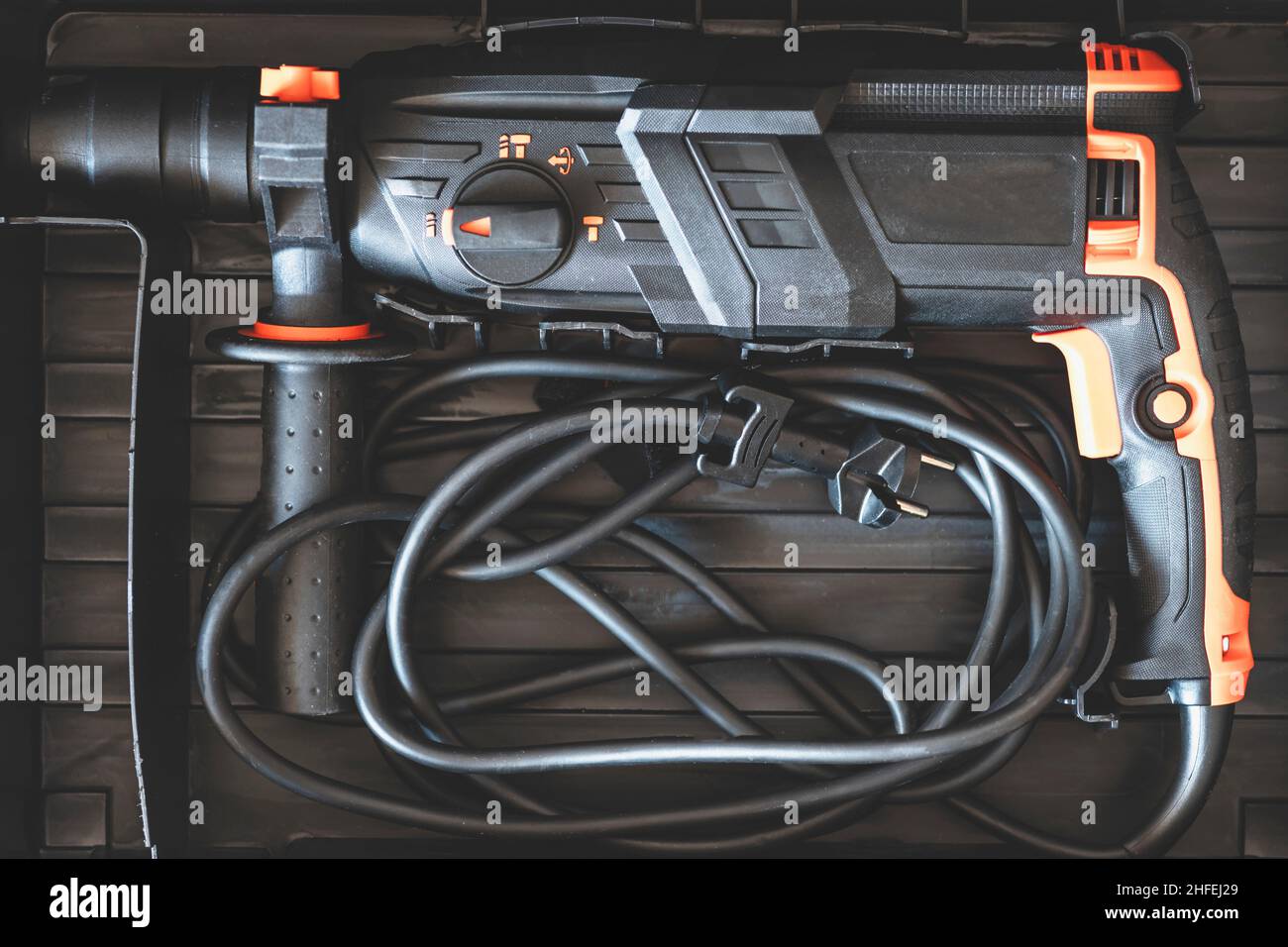 rotary hammer,  perforator. case puncher. close-up. Stock Photo