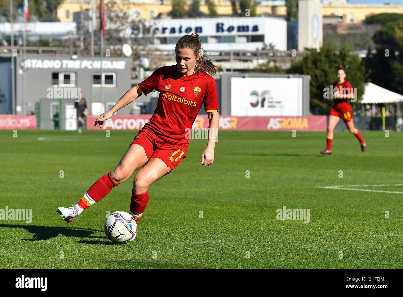 Rome, Italy. 15th Jan, 2022. Emilie Bosshard Haavi of A.S. Roma during the 12th day of the Serie A Championship between A.S. Roma Women and Empoli F.C. Ladies at the stadio Tre Fontane on 15th of January, 2022 in Rome, Italy. (Credit Image: © Domenico Cippitelli/Pacific Press via ZUMA Press Wire) Stock Photo