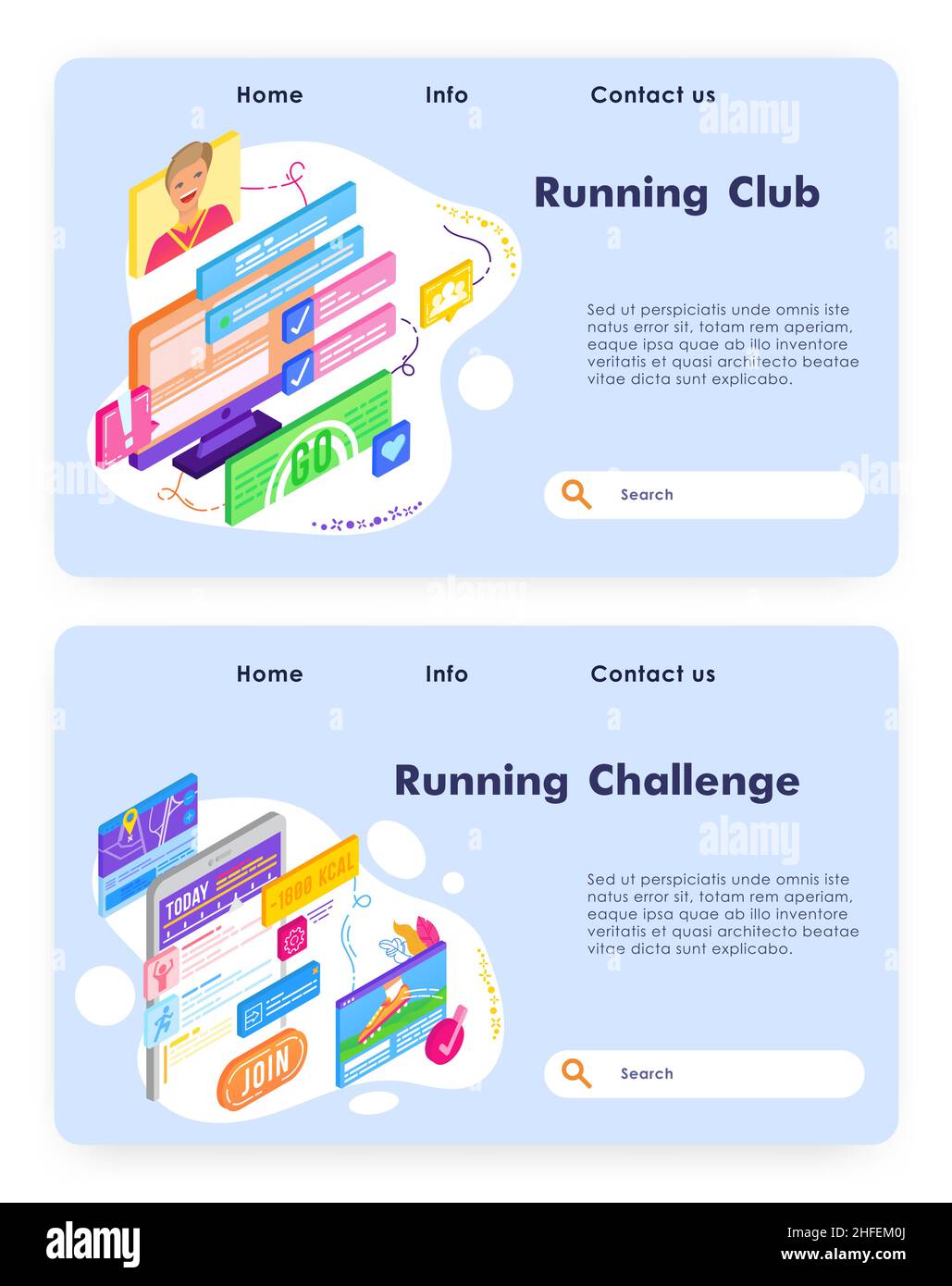 Running club mobile phone app. Sport fitness challenge Run activity