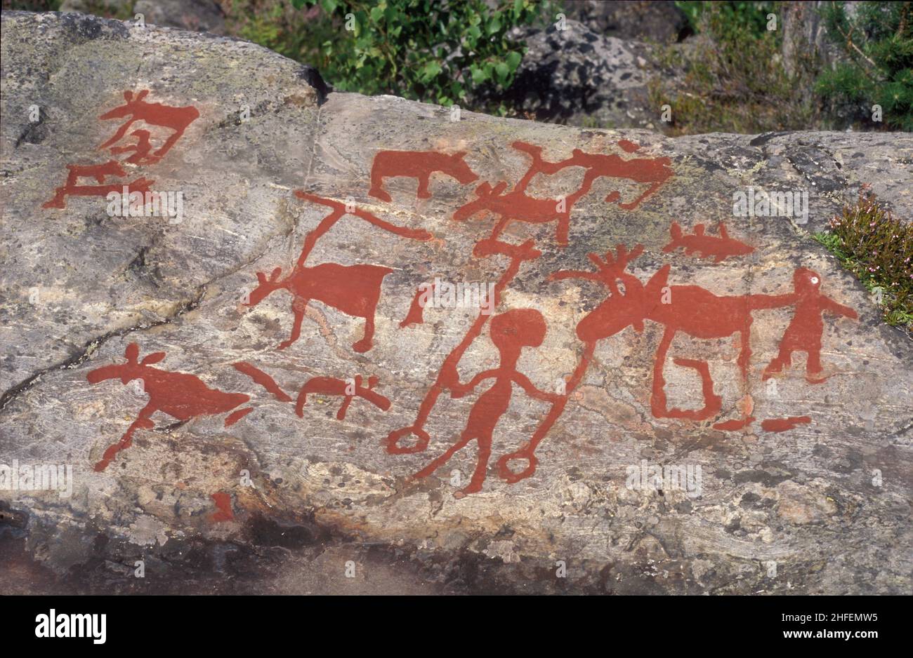 Old rock carvings, oldest made around 4500 B.C, analog. About 2600