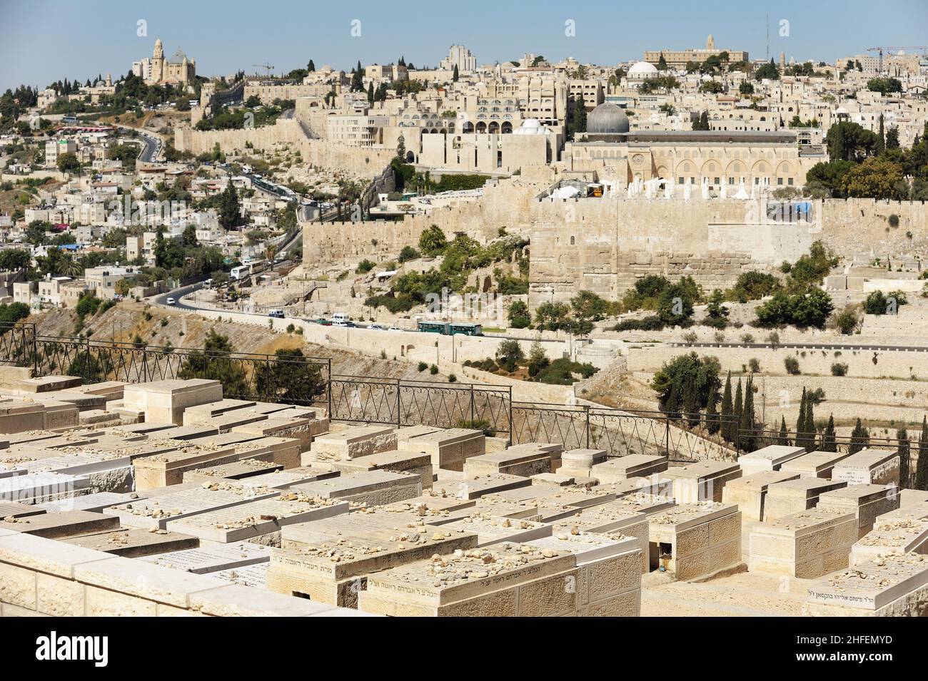 Jerusalem, view of the old city from the Mount of Olives Stock Photo ...