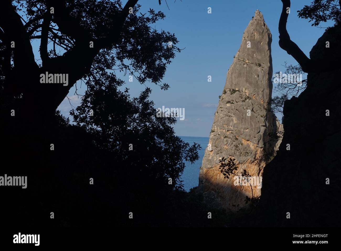 Cala Gloloritze, the steepest rock needle of the world? Stock Photo