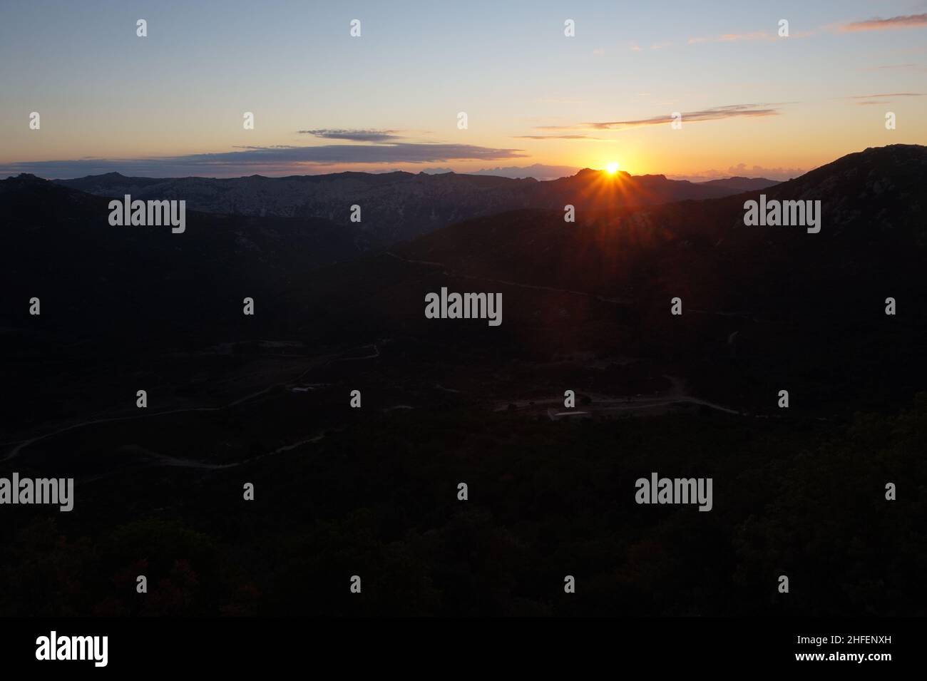 sunrise above Cala Gonone, Sardinia Stock Photo