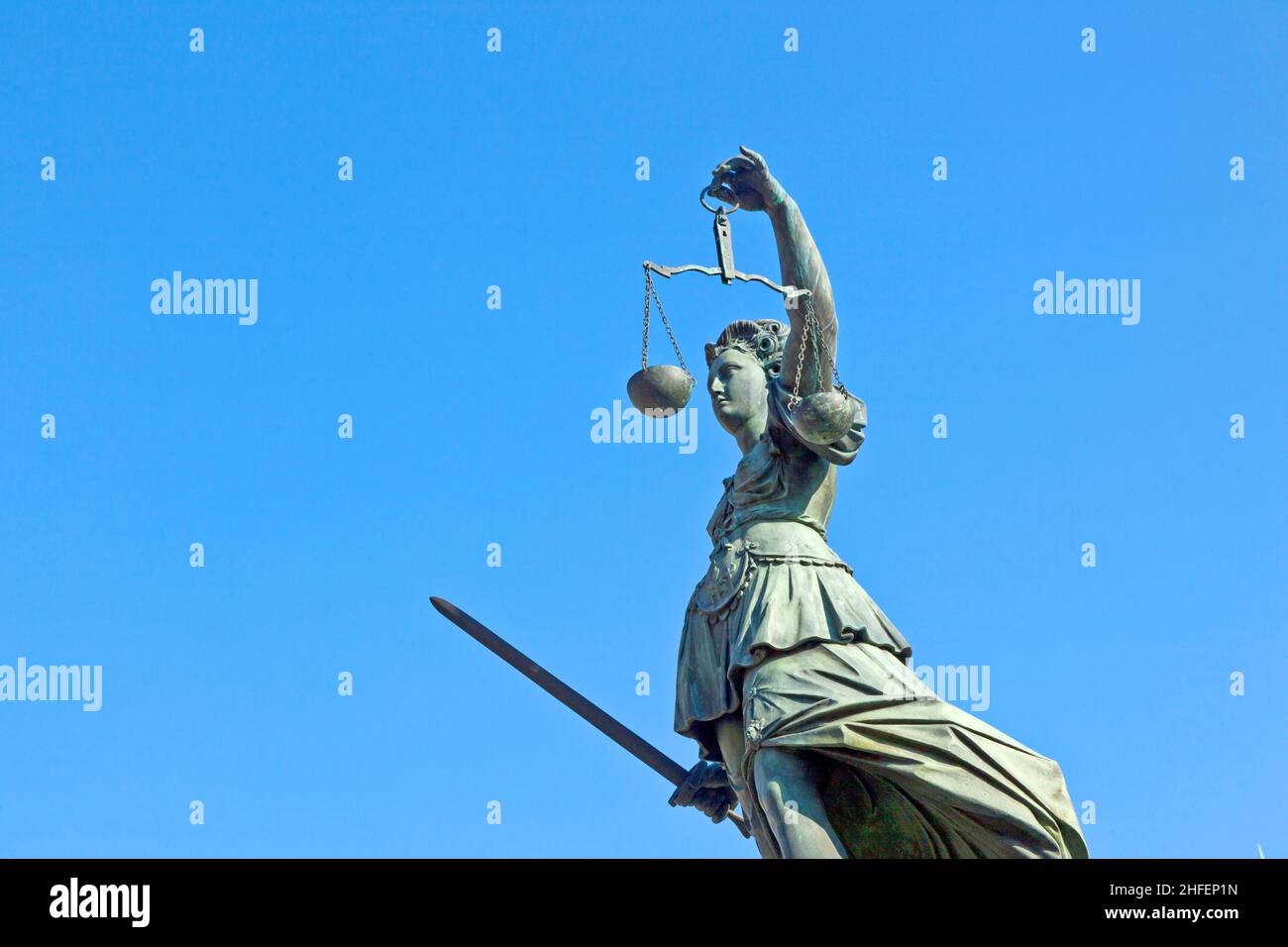 Max Romer Justice Statue of Lady Justice in front of the Romer in Frankfurt - Germany ...