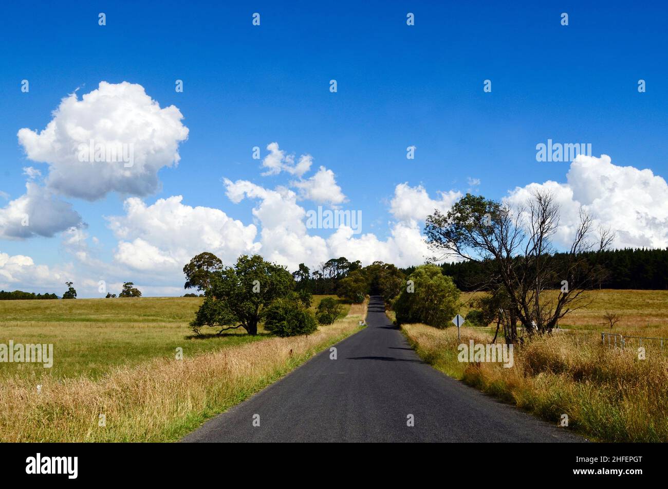 A road in the countryside between Lithgow and Bathurst in New Soth Wales, Australia Stock Photo