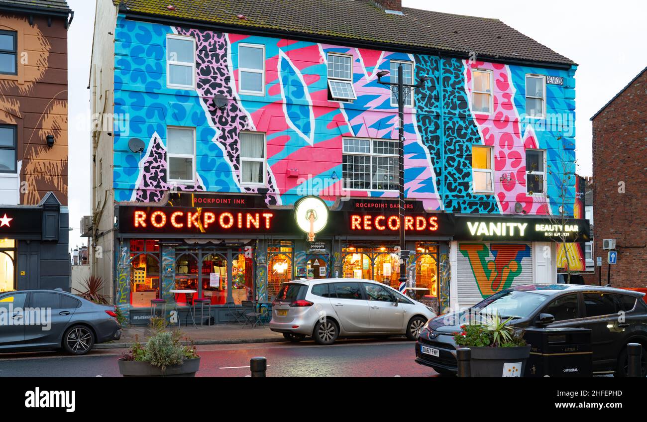 Rockpoint Records, 92 Victoria Road, New Brighton, Wallasey, The Wirral. Image taken in December 2021. Stock Photo