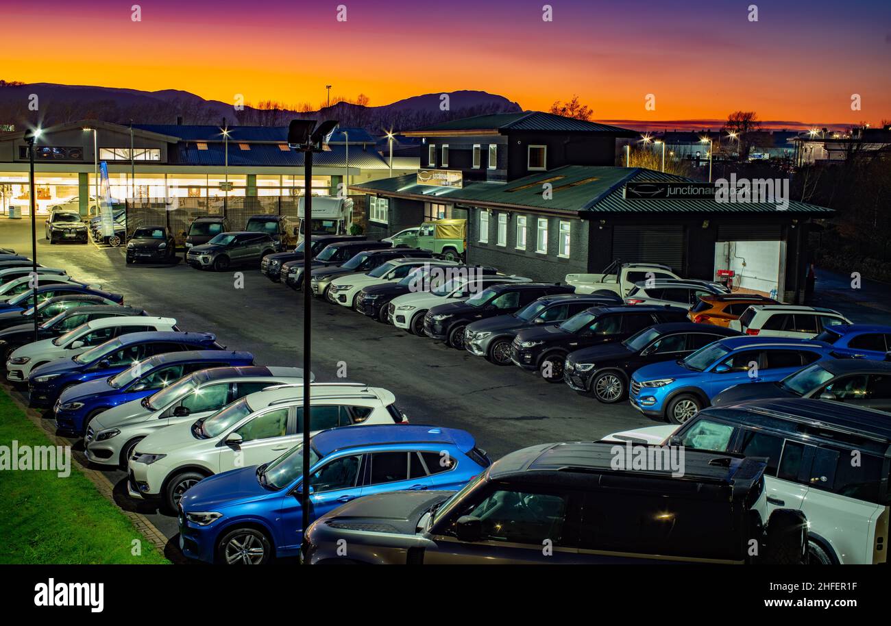 Junction Autopark, second hand car dealer, Llandudno Junction, Conwy, North Wales. Image taken in January 2022. Stock Photo