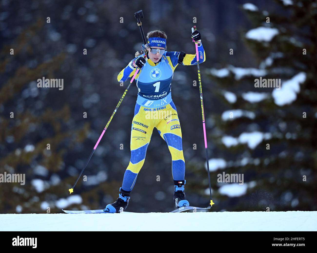 Ruhpolding, Germany. 16th Jan, 2022. Biathlon: World Cup, Pursuit 10 km, women. Elvira Öberg from Sweden in action. Credit: Sven Hoppe/dpa/Alamy Live News Stock Photo
