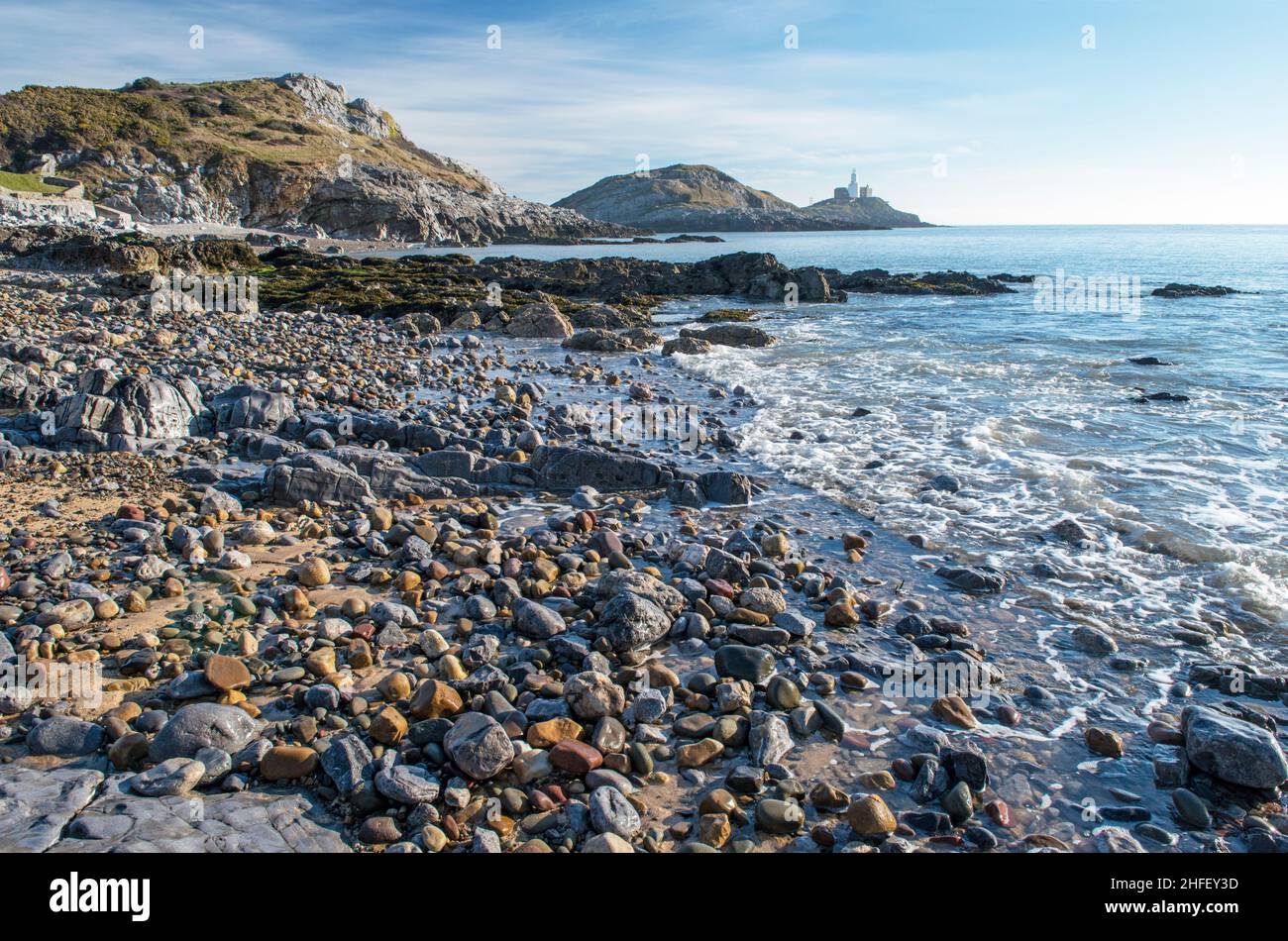 Bracelet Bay Mumbles Gower South Wales on a cold sunny February morning Stock Photo