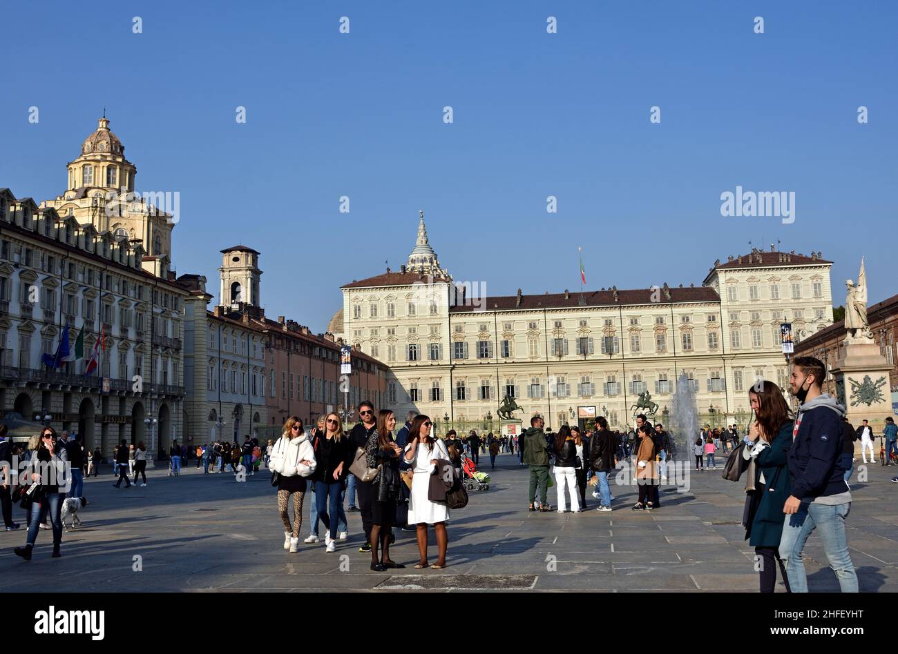 View of the Royal Palace (Palazzo Reale) of Turin (Torino) - Italy,   ( Historic palace House of Savoy in the city of Turin in Northern Italy) Stock Photo