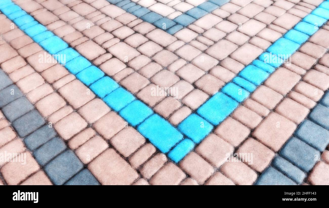 Abstract blurred background decorative paving slabs viewed at a slight angle Stock Photo