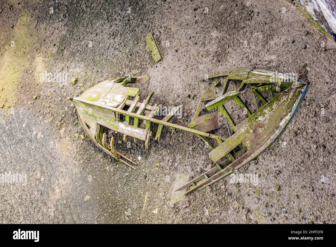 old wooden ship wreck at the ground of the lagoon Stock Photo - Alamy