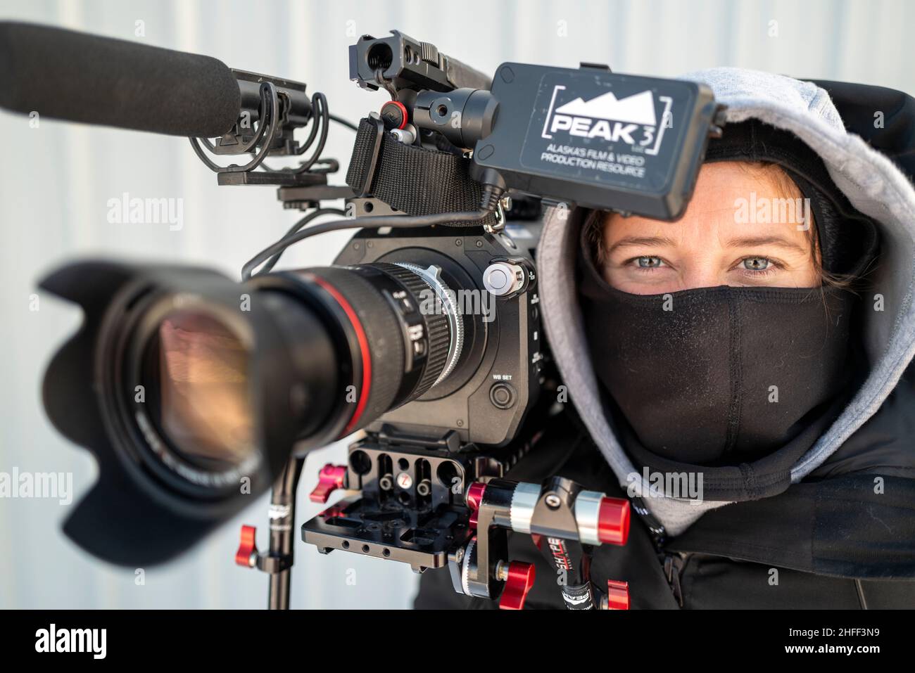 Female videographer Stock Photo