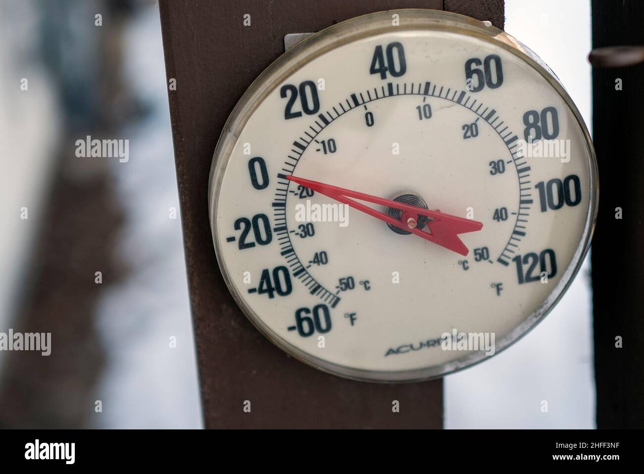 Below freezing on a cold morning. Stock Photo