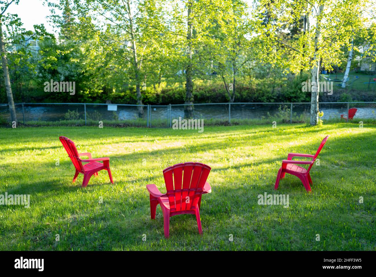 Social distancing in the backyard Stock Photo