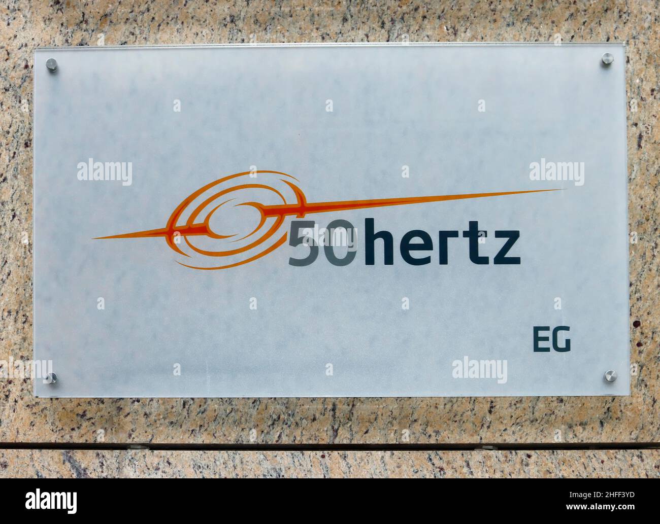 Sign, 50hertz, Berlin, Germany Stock Photo