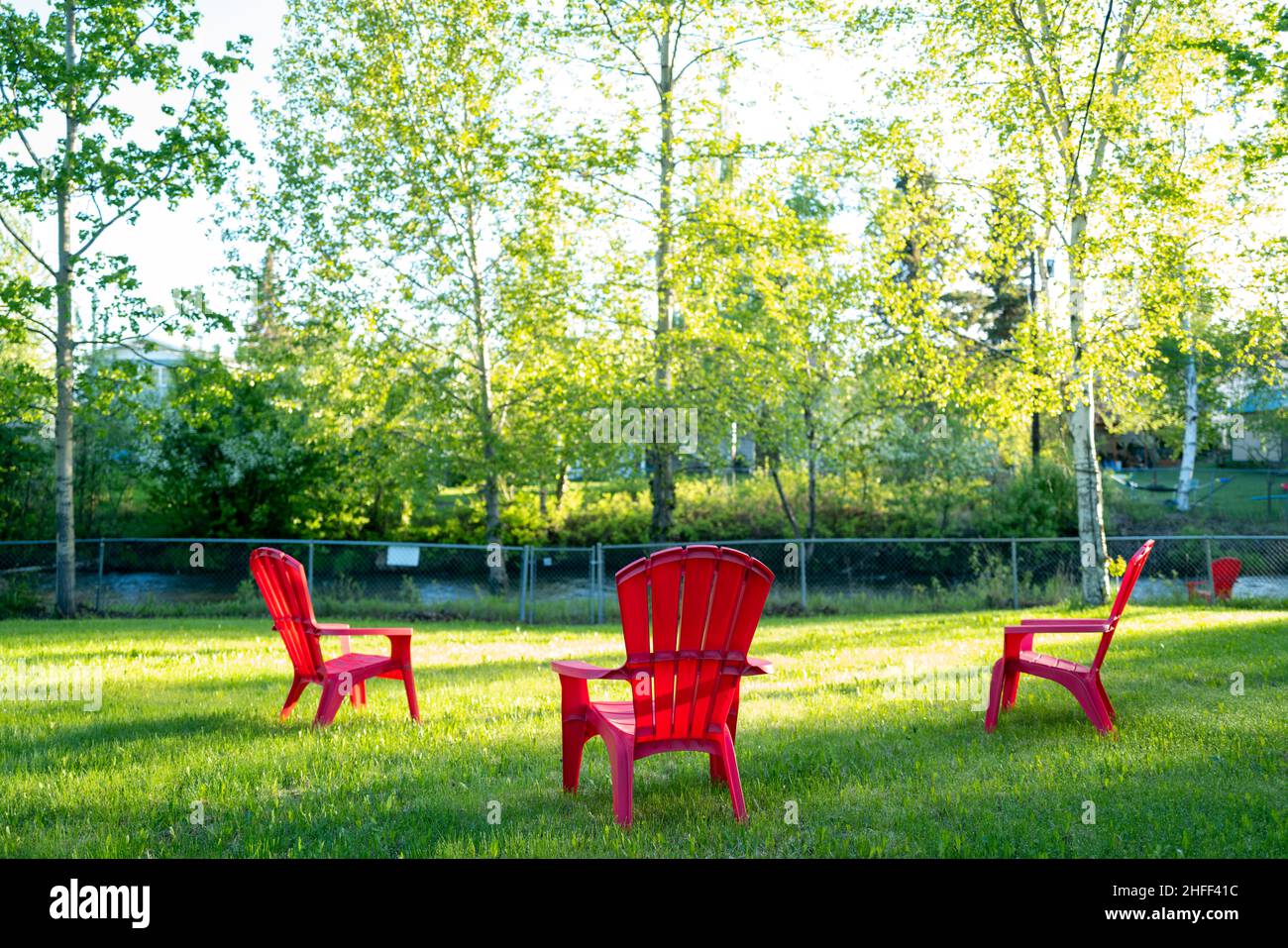 Social distancing in the backyard. Stock Photo