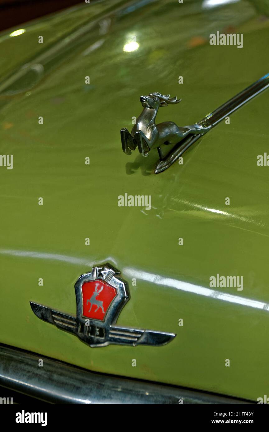 Photo cars Volga, GAZ 21,Emblem, Deer,emblem, symbol, sign Stock Photo