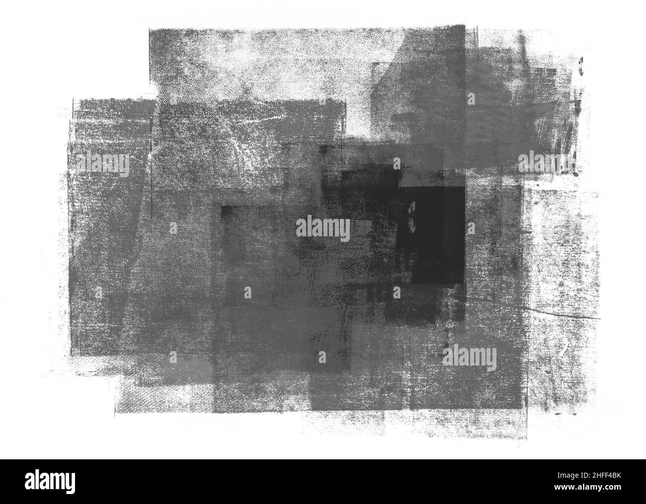 Rolled black grungy ink splatters texture isolated on white background Stock Photo