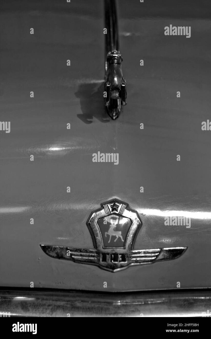 Photo cars Volga, GAZ 21,Emblem, Deer,emblem, symbol, sign Stock Photo