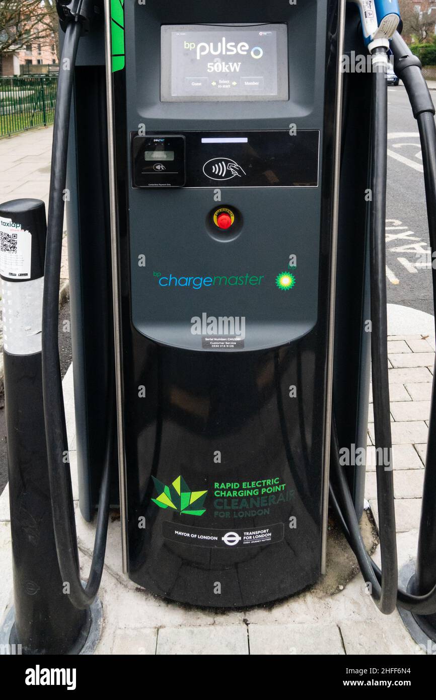 BP Pulse 50kw rapid EV charging point for electric cars in Hampstead