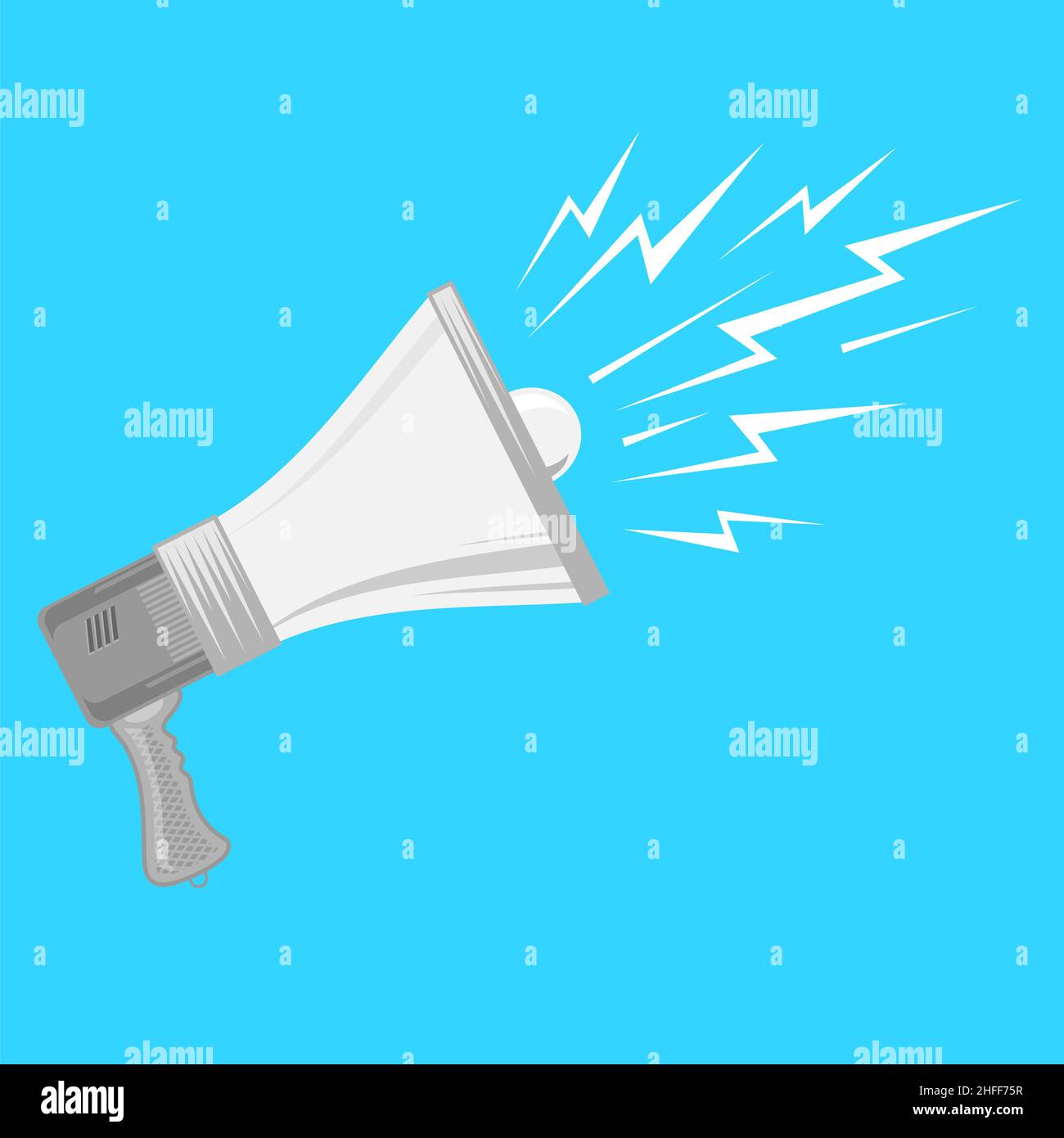 Megaphone Icon Isolated on Blue Background. Loudspeaker Concept Stock ...