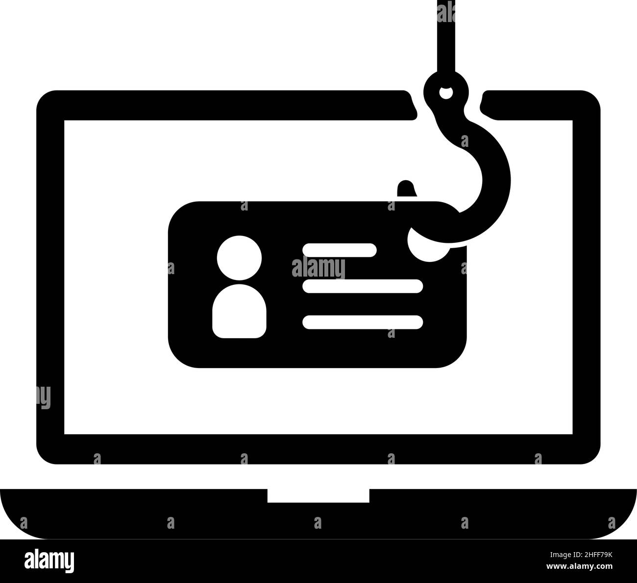 Phishing scam vector icon illustration (laptop pc) Stock Vector
